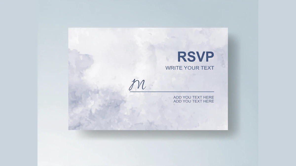 Watercolour RSVP card with an M line for the guest to write their name