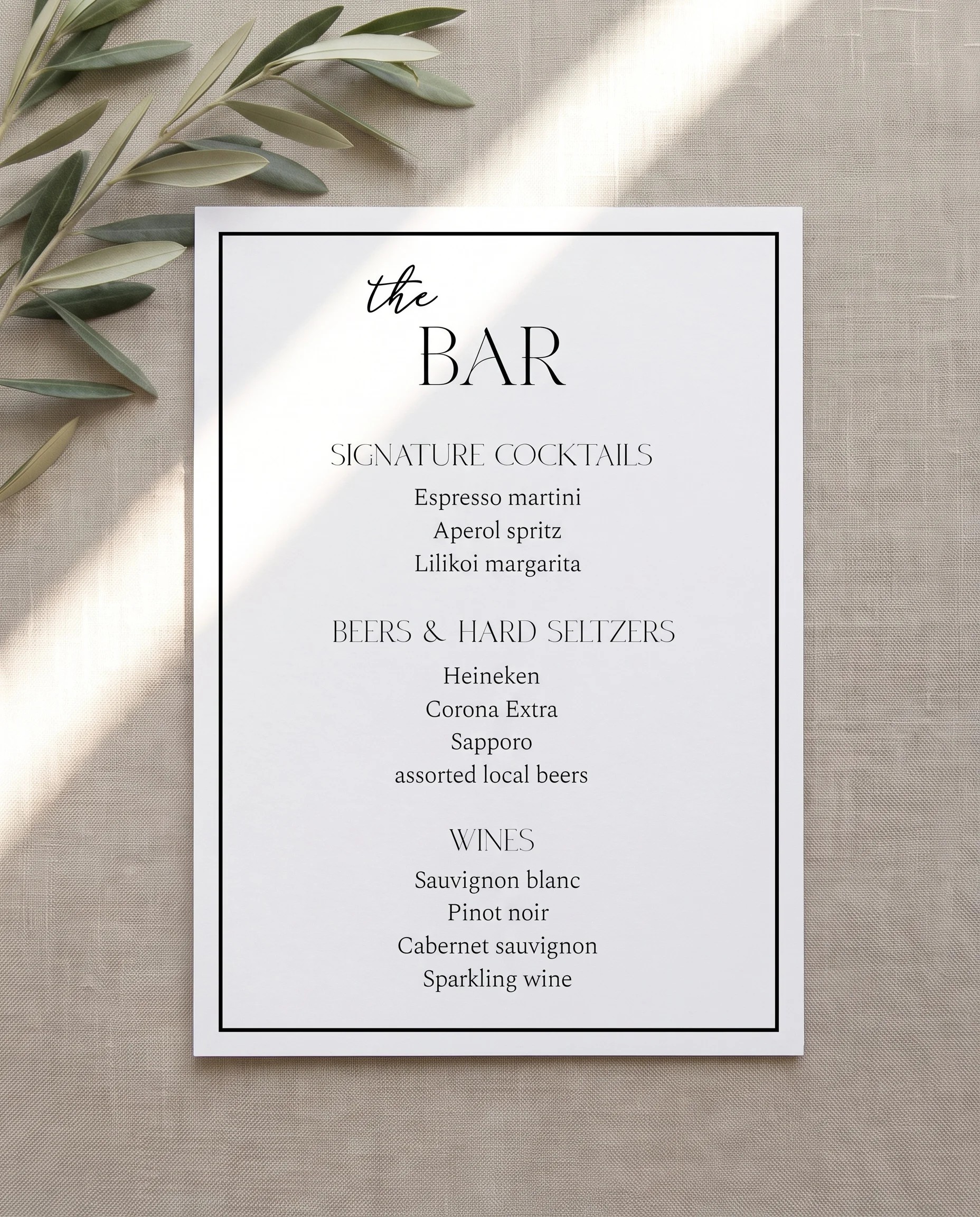 Aurelian — Bar Menu