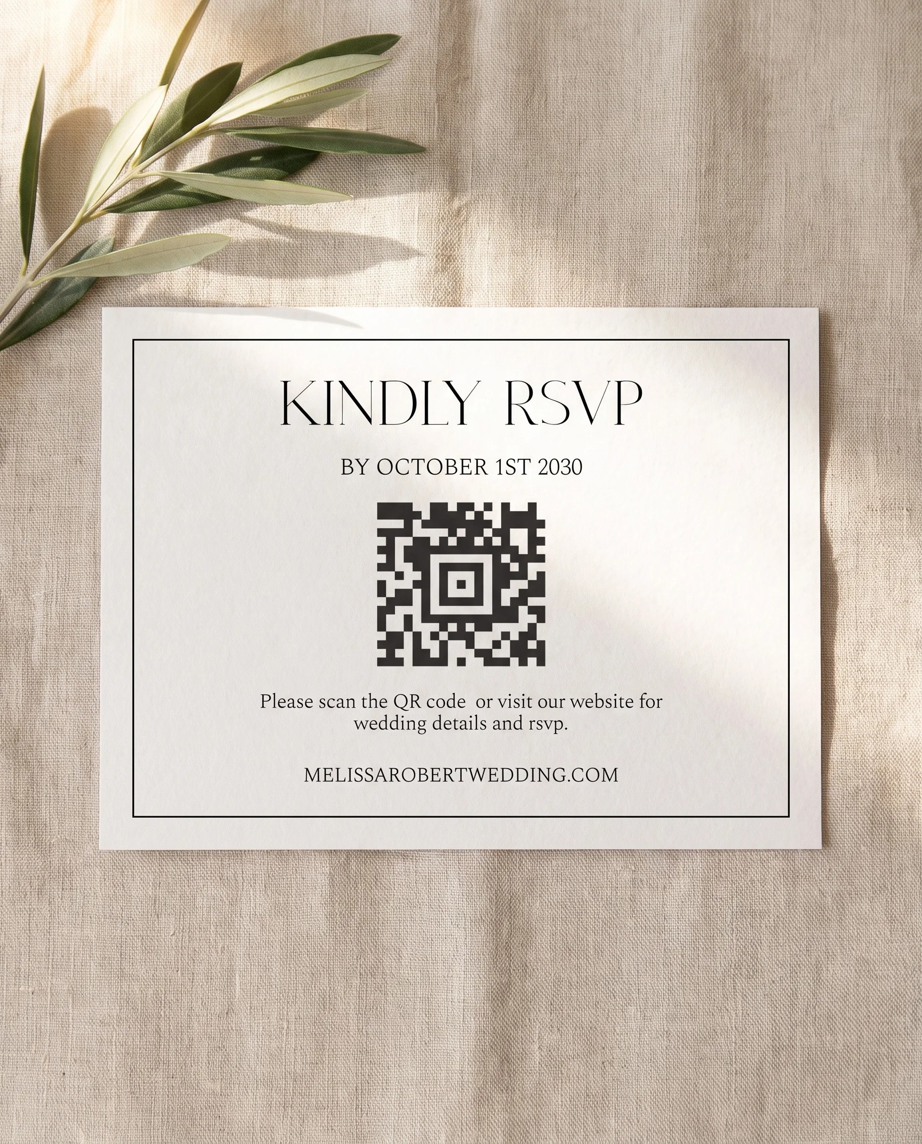 Aurelian wedding invitation suite — RSVP card shown in a flat lay under soft overhead light, wedding RSVP cards.