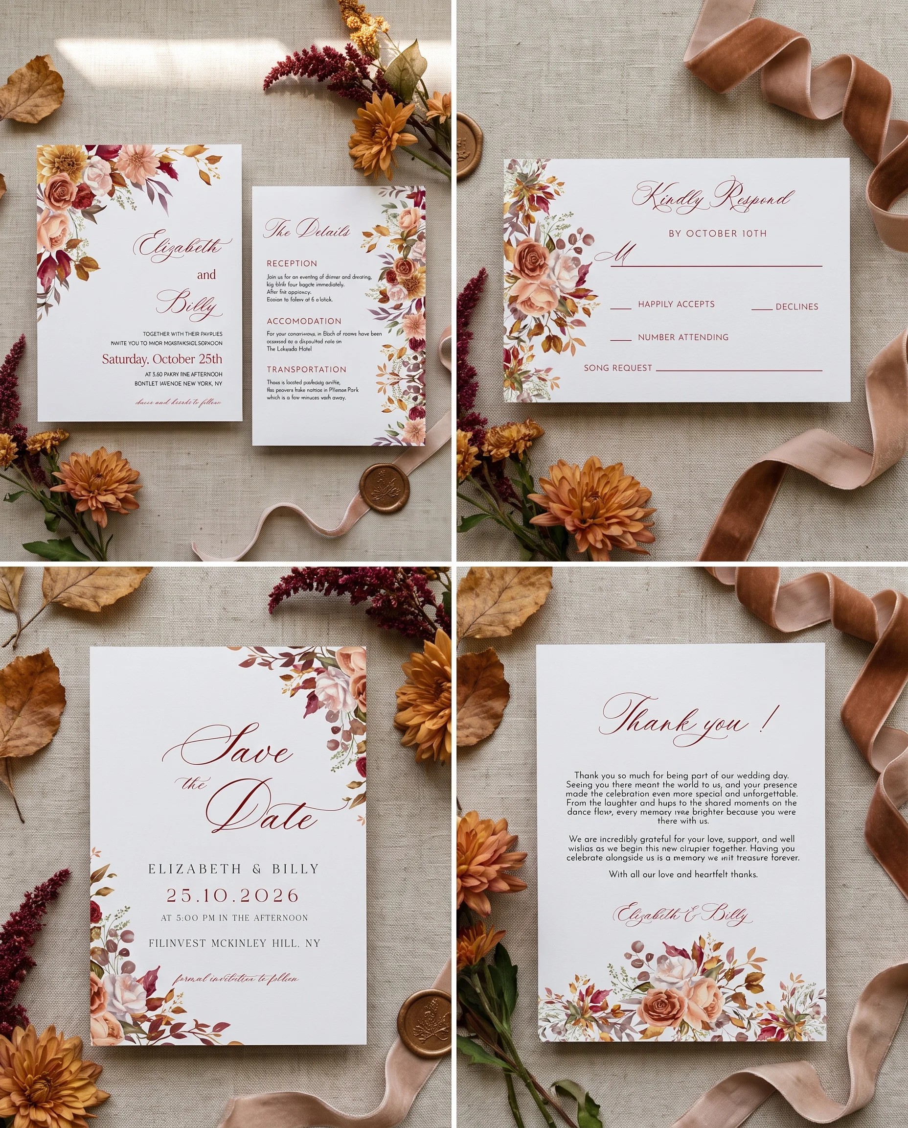 Autumn Blush — Invitation Set