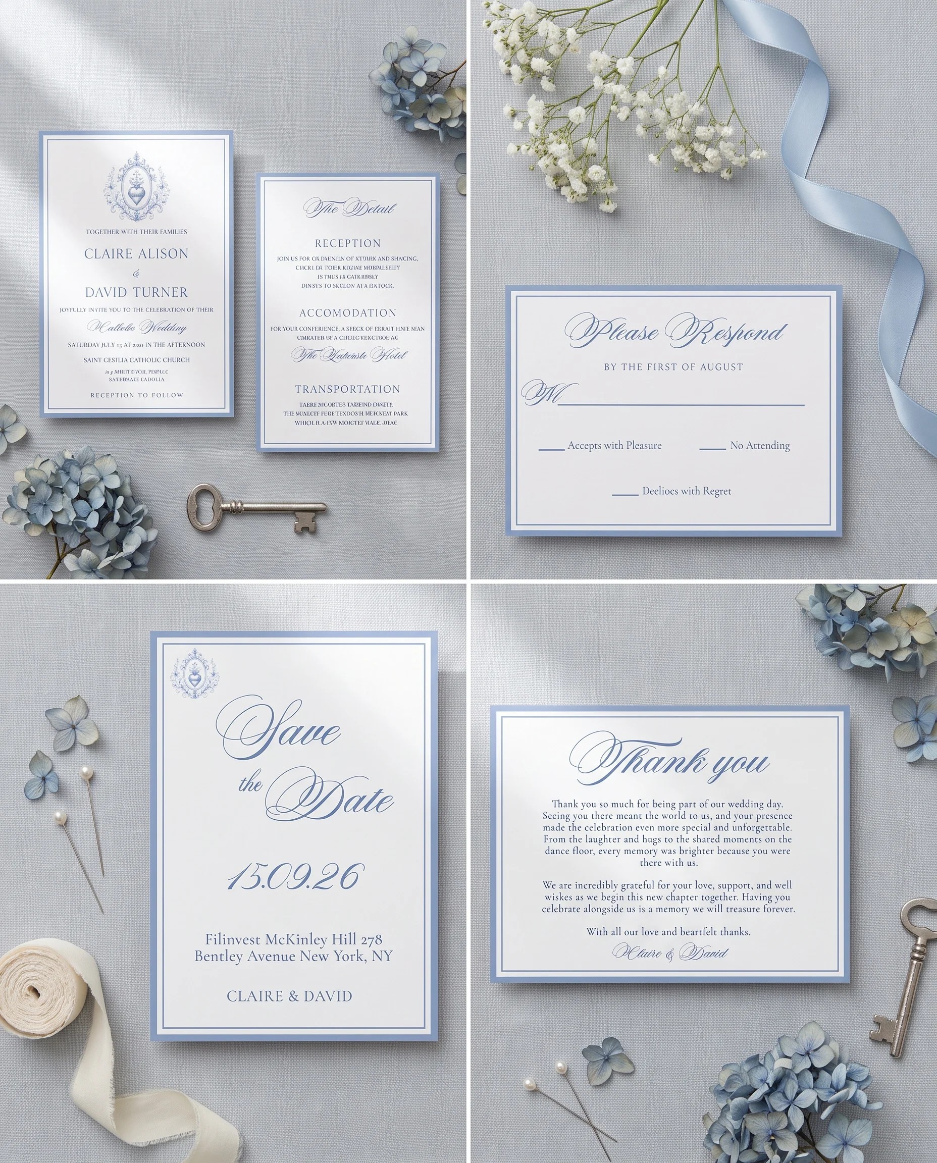 Azure Flourish — Invitation Set