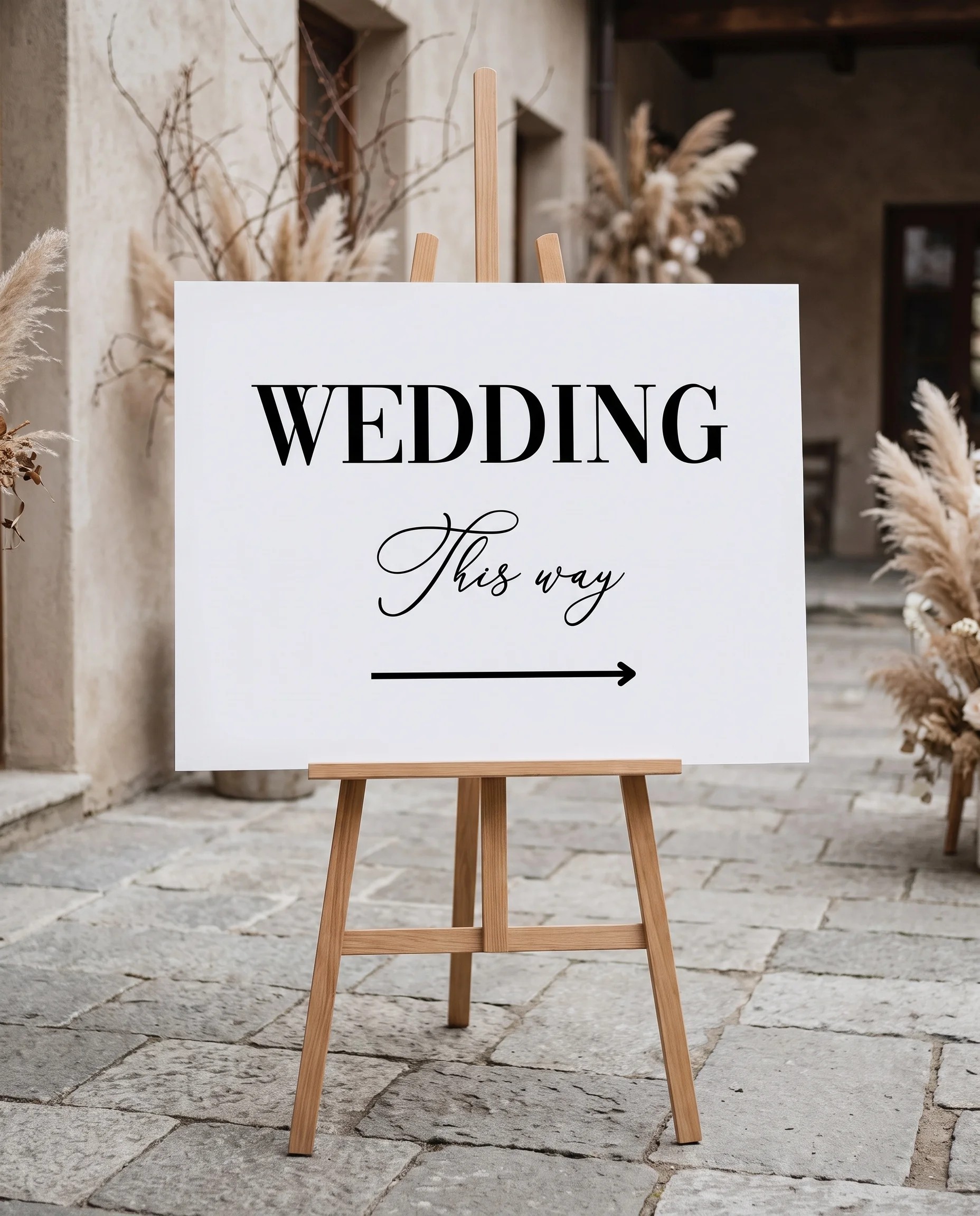 Barline wedding directional sign — displayed in a wedding venue setting under soft natural light, wedding signage.