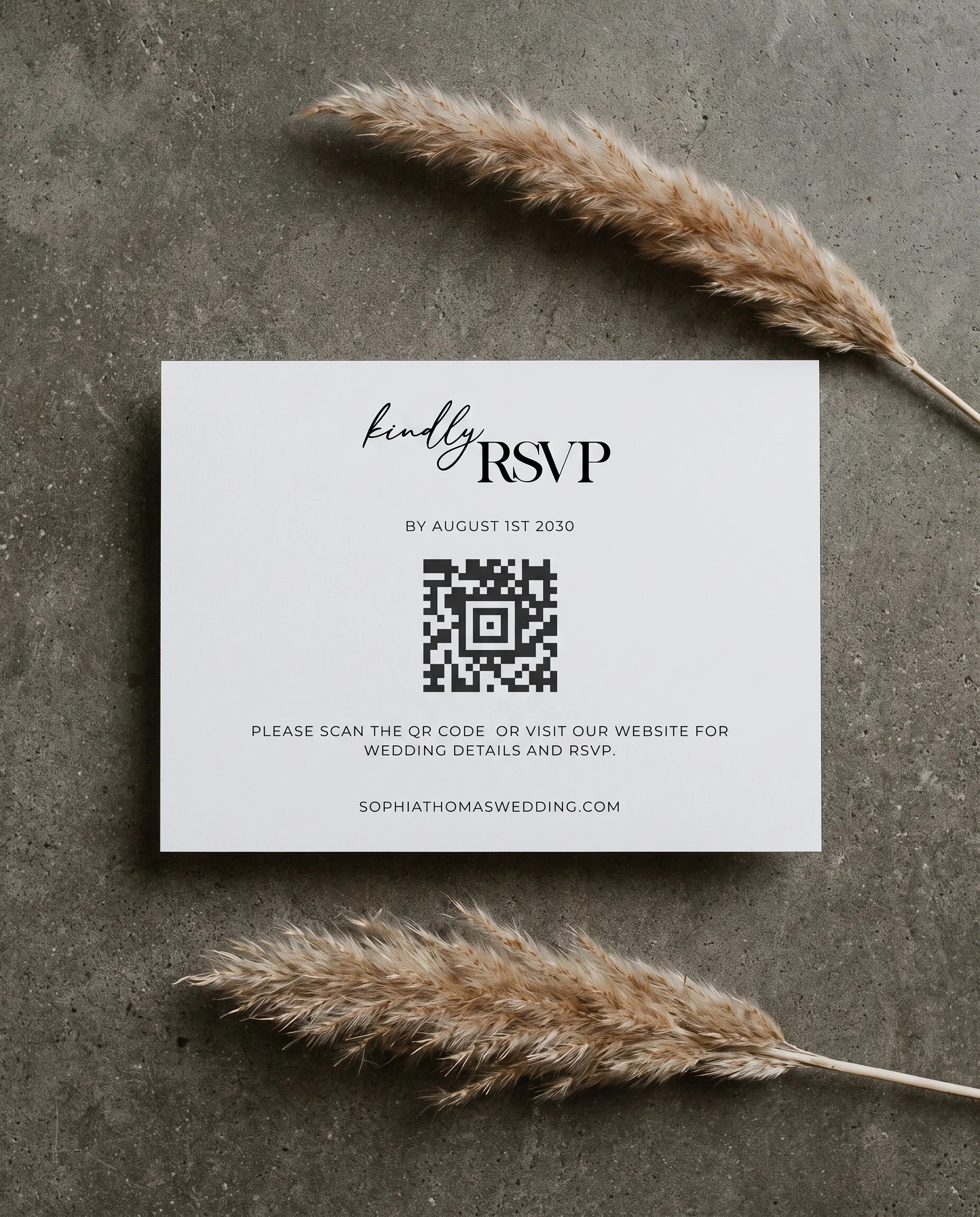 Barline wedding invitation suite — card shown in flat lay view, editable wedding templates