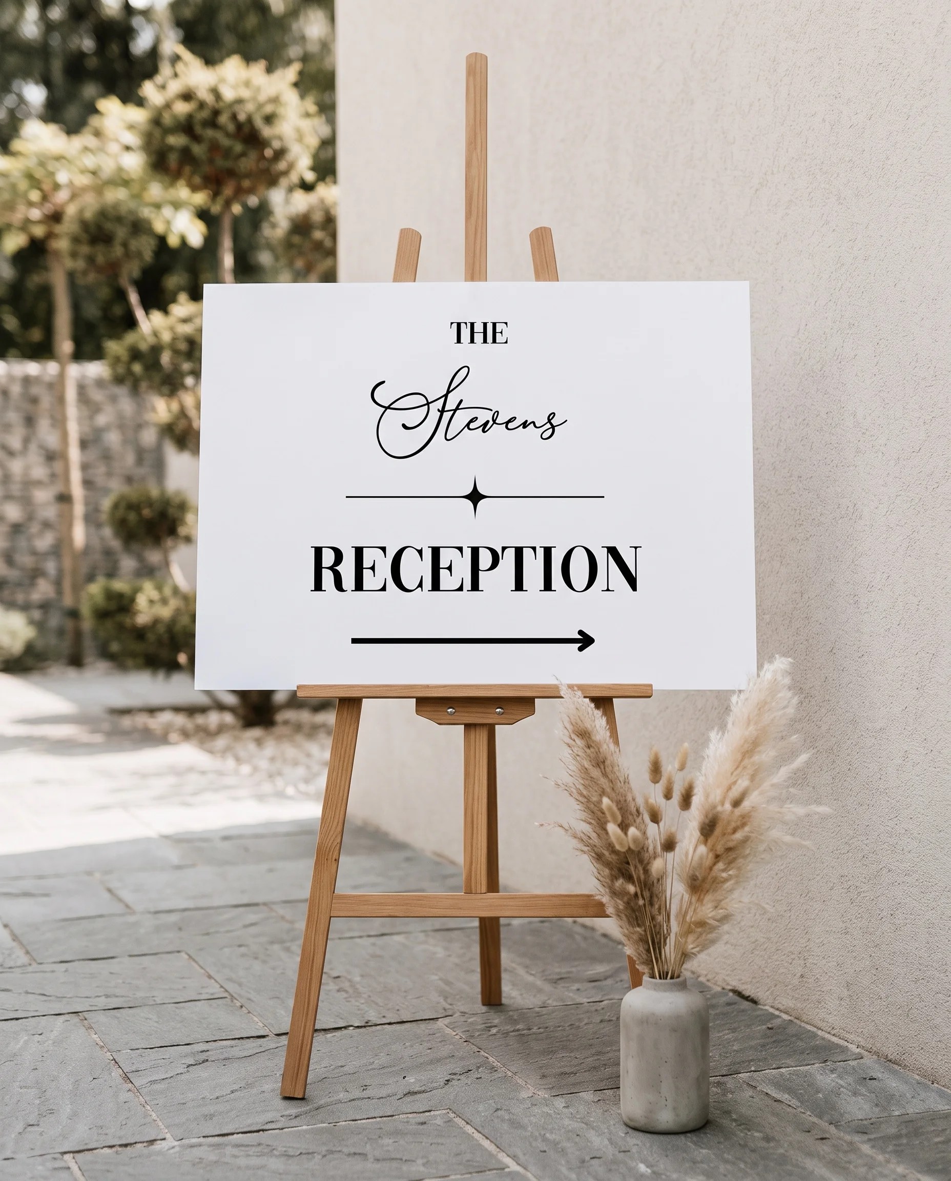 Barline wedding reception sign — displayed at a reception entrance under soft natural light, wedding signs