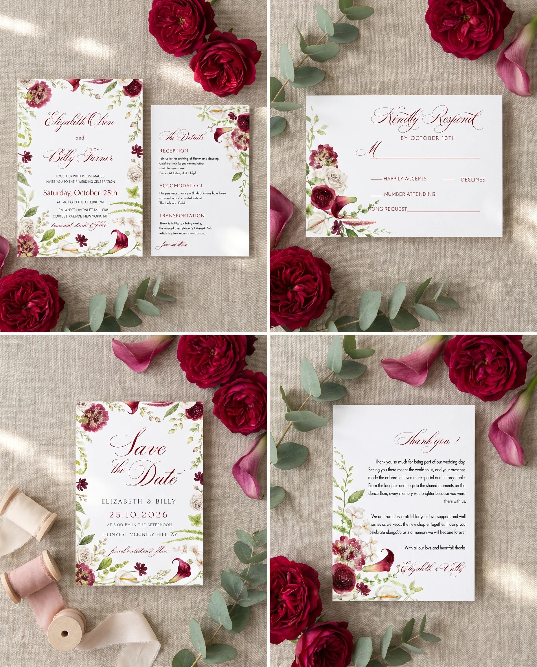 Burgundy Calla — Invitation Set