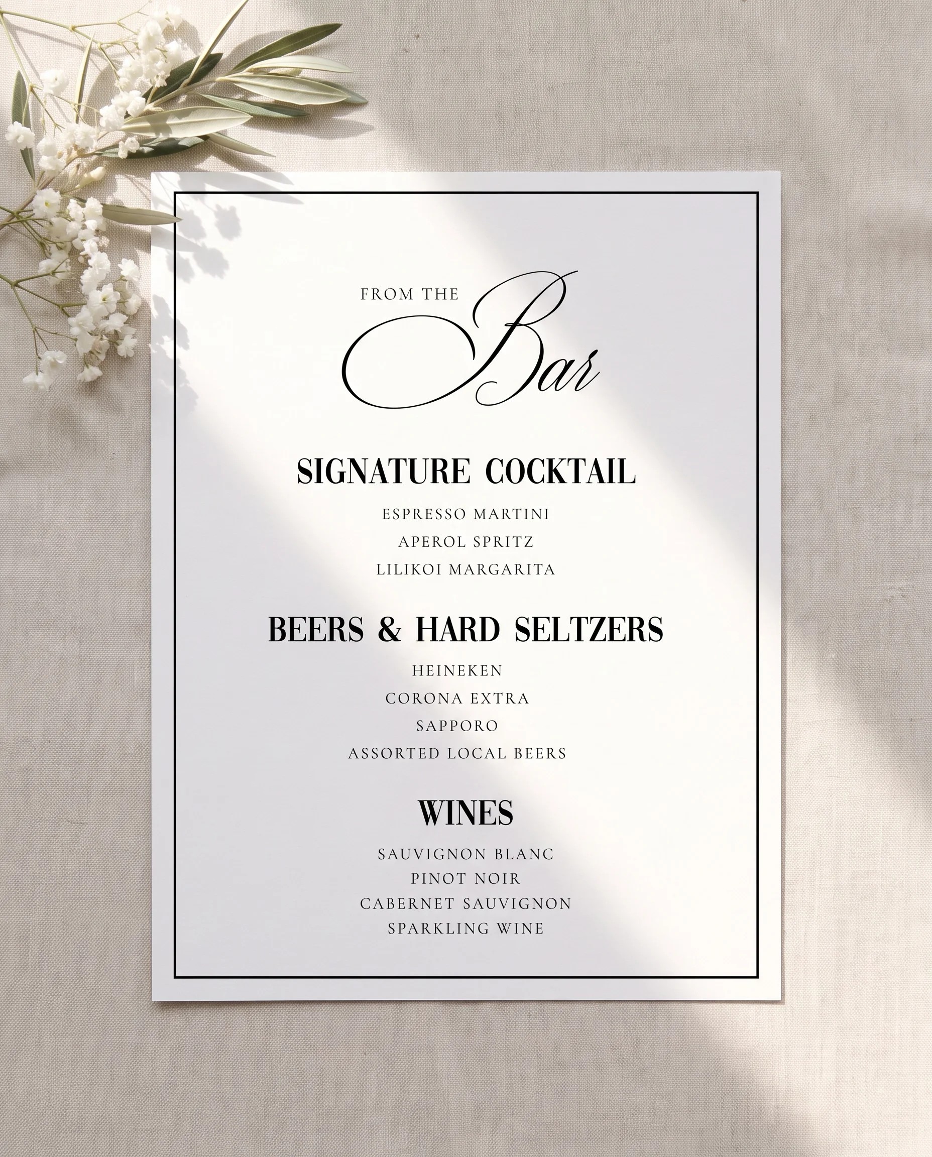 Crestline — Bar Menu