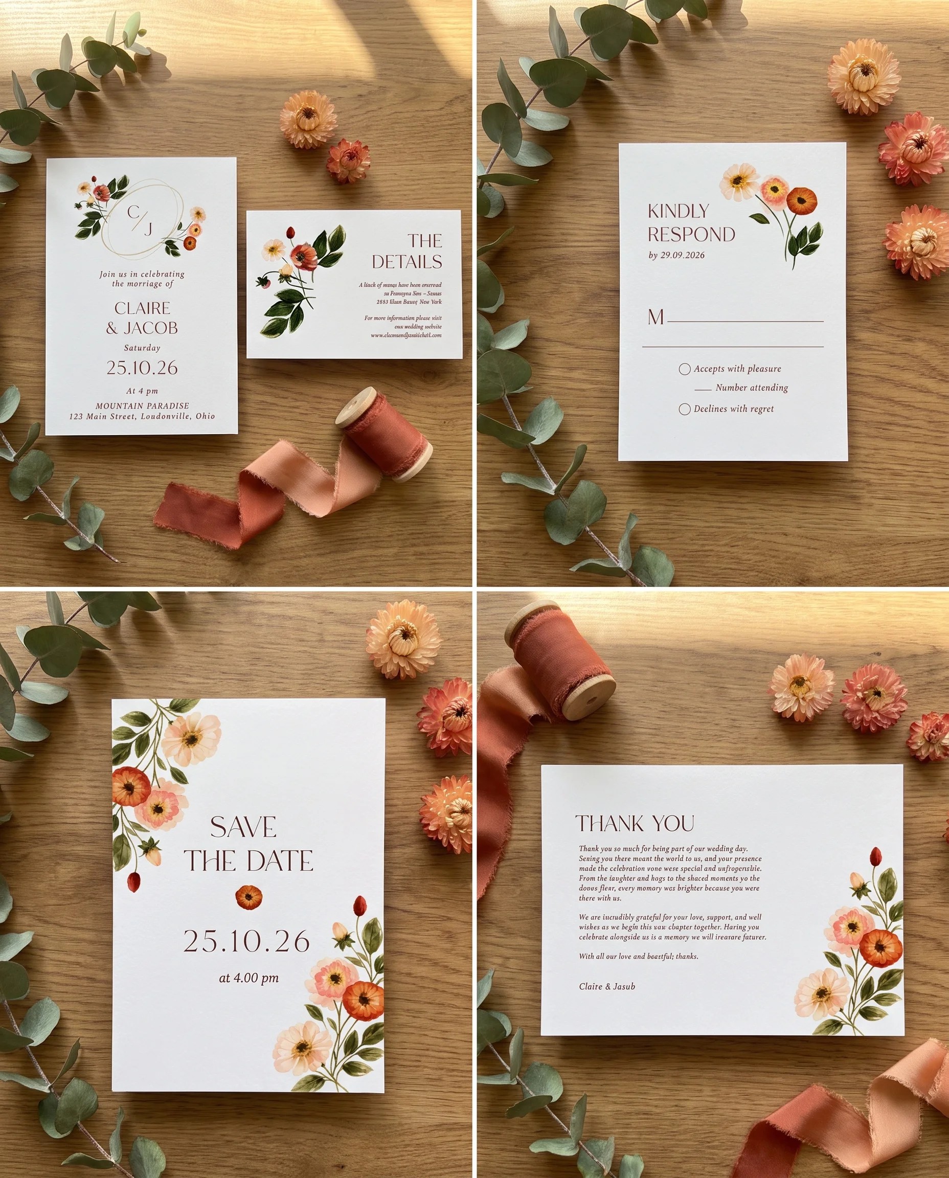 Eucalyptus Bloom — Invitation Set