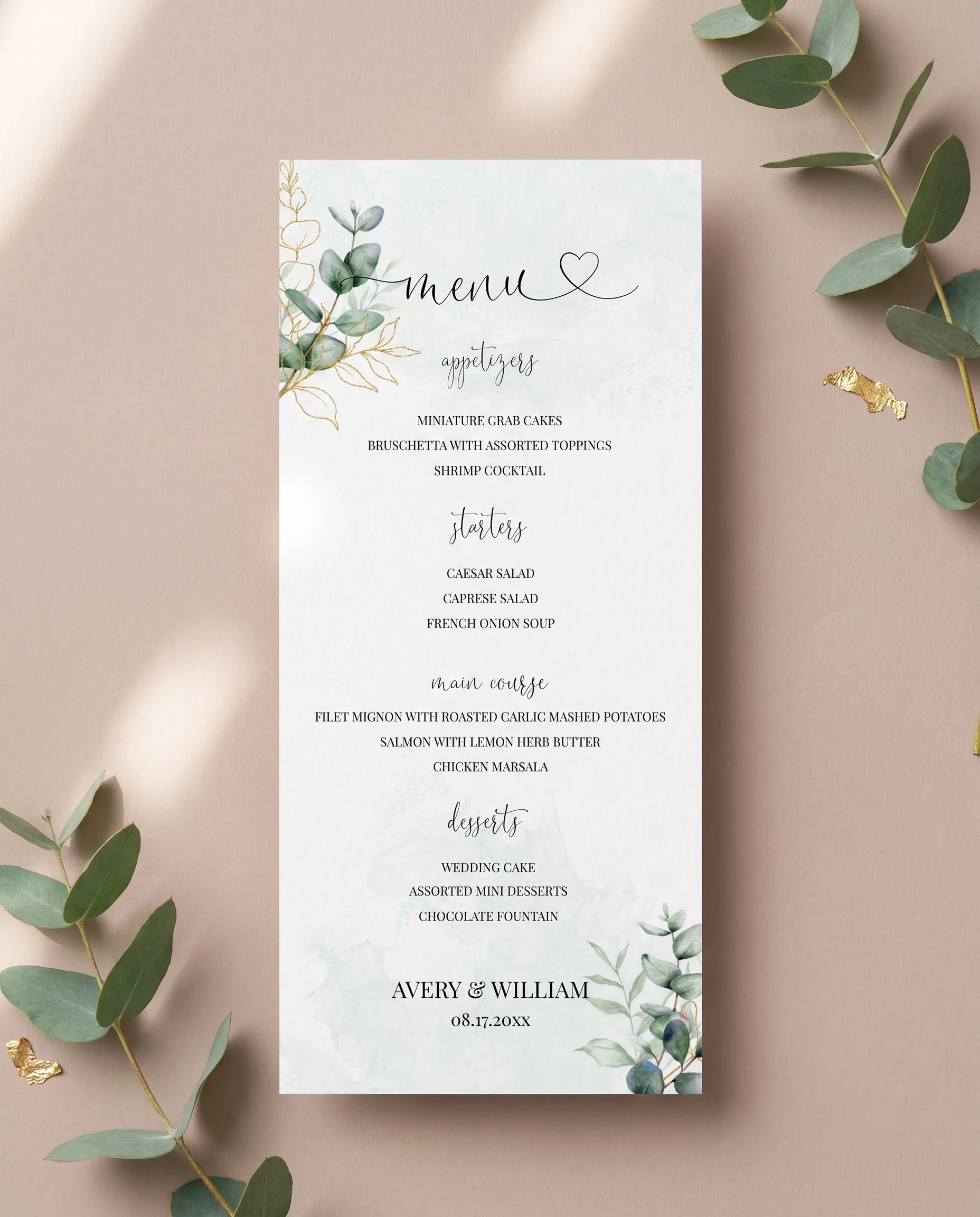 Eucalyptus Gold — Menu