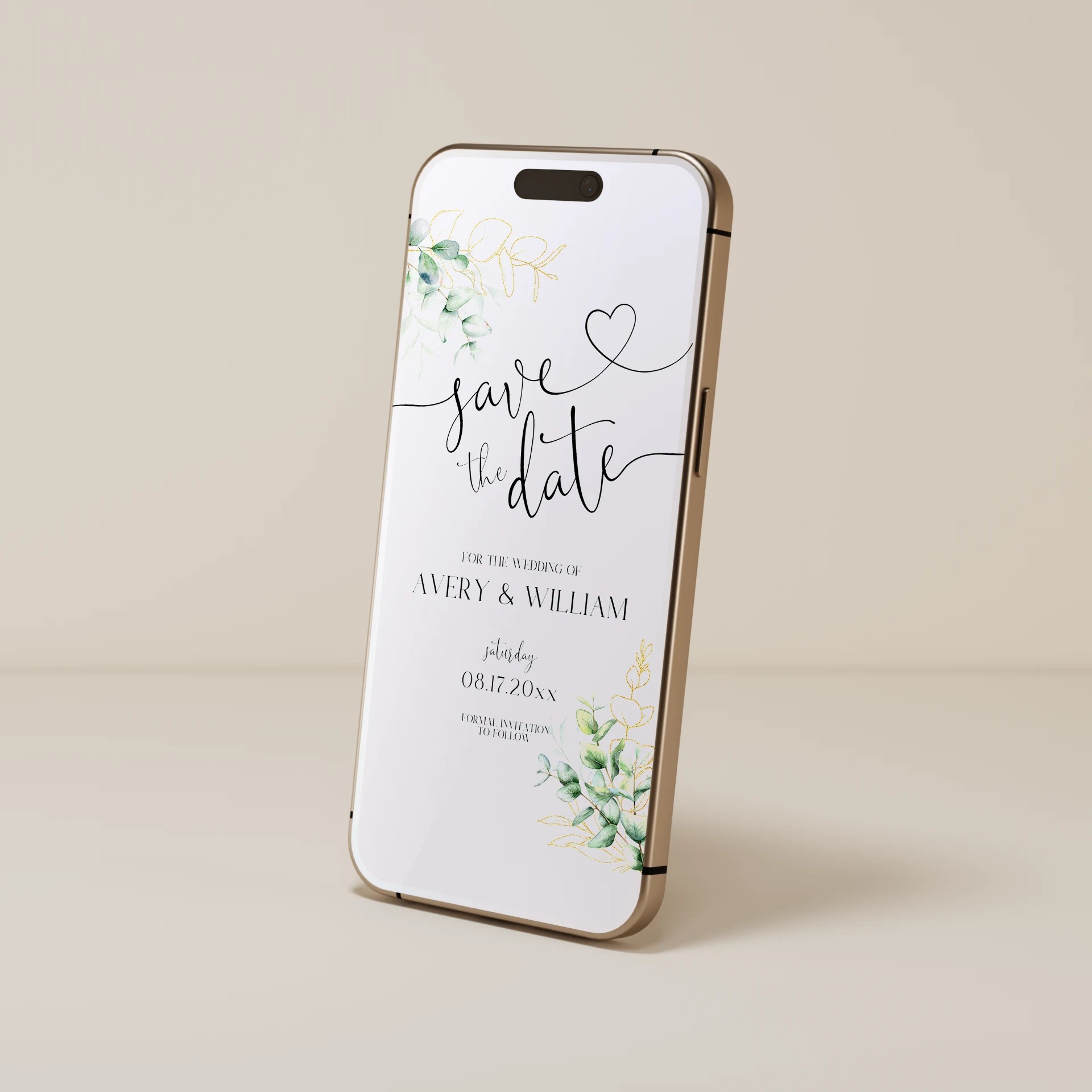 Eucalyptus Gold — Save the Date E-Card