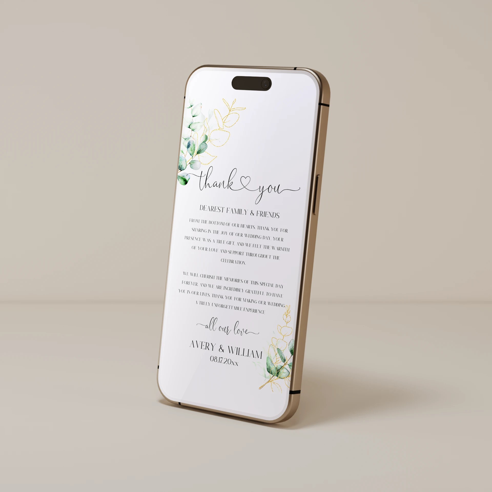 Eucalyptus Gold — Thank You E-Card