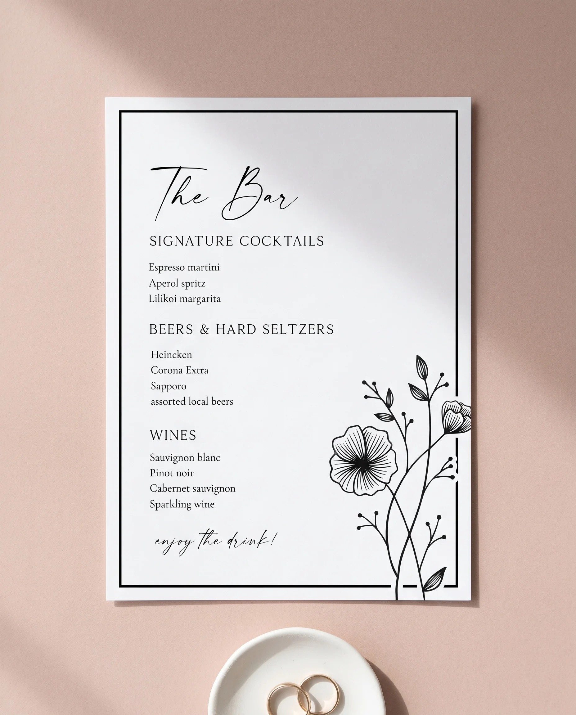 Hush Bloom — Bar Menu