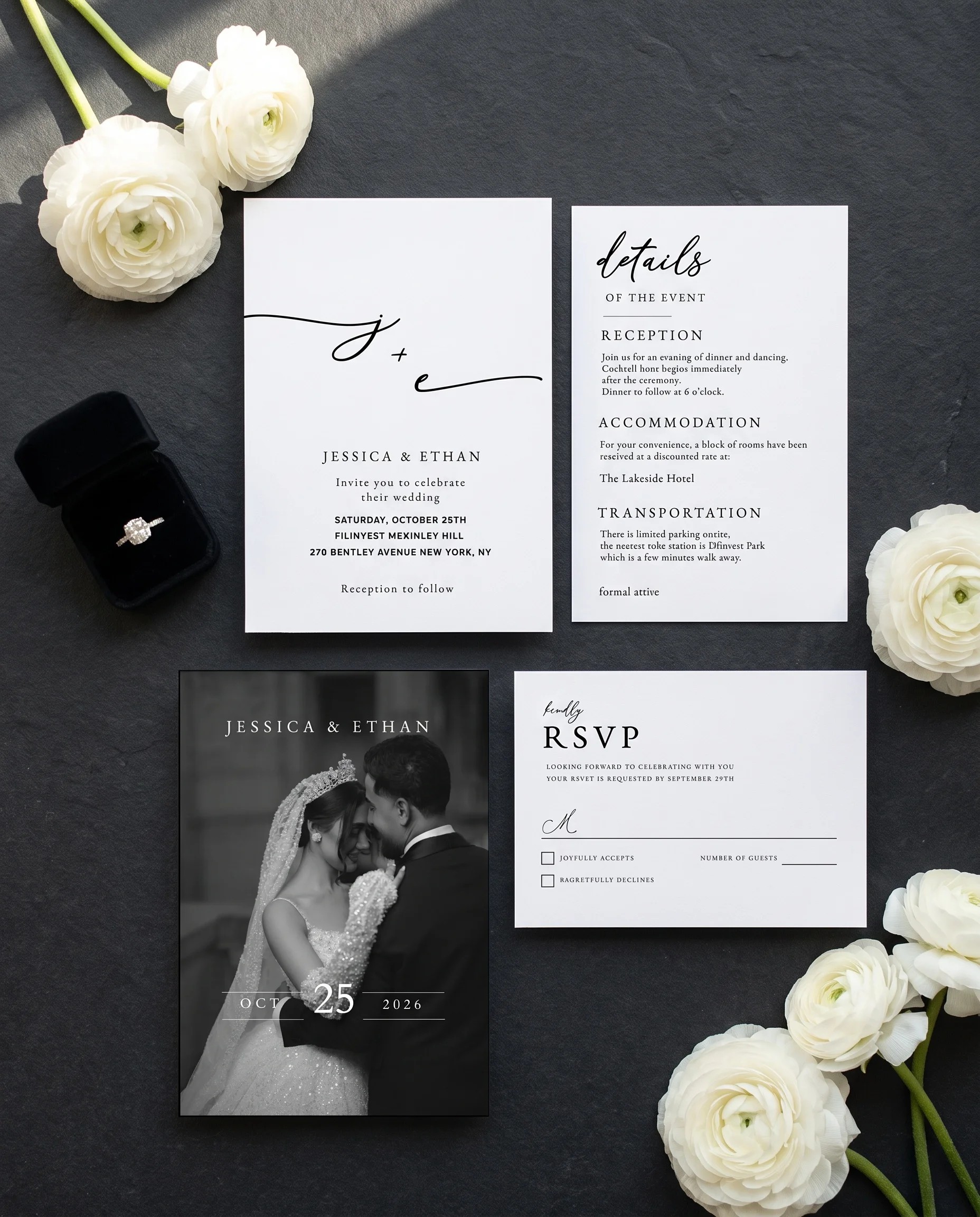 Monochrome Veil — Invitation Suite