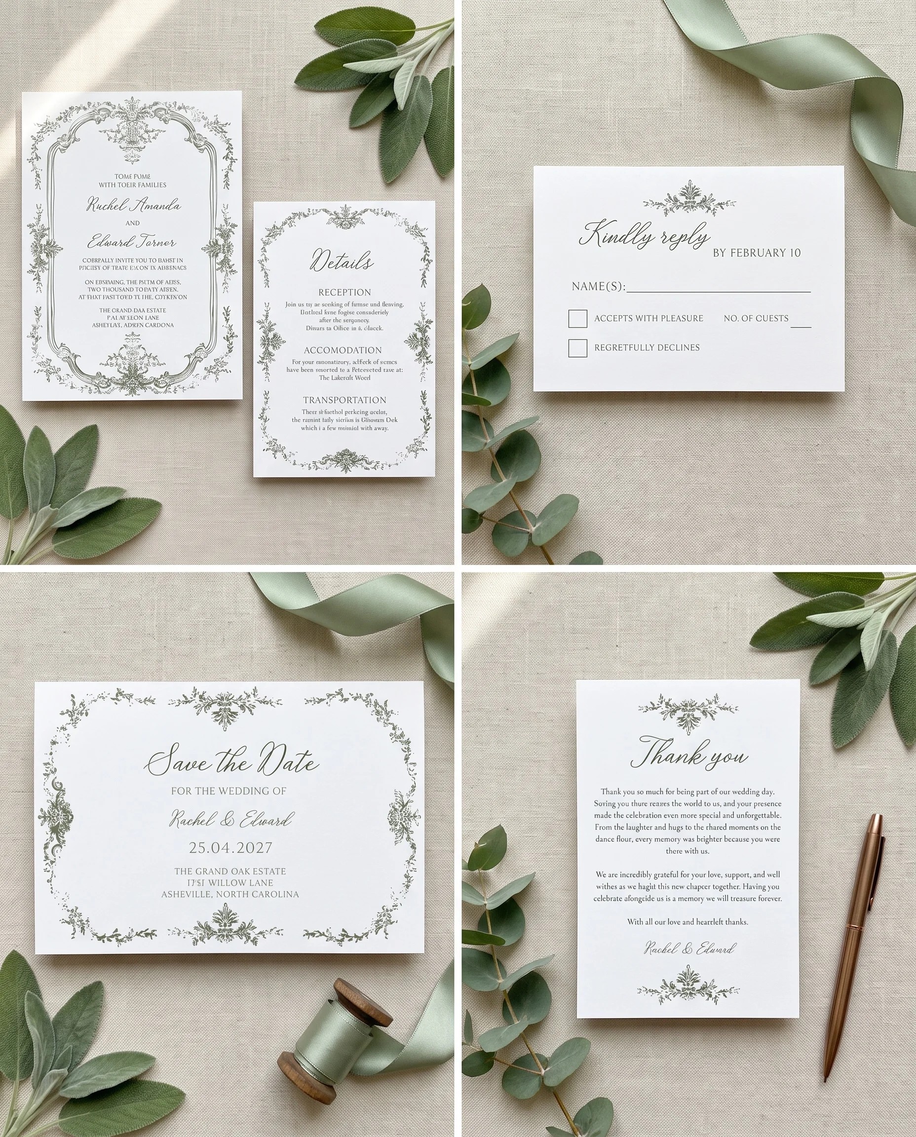 Sage Crest — Invitation Set
