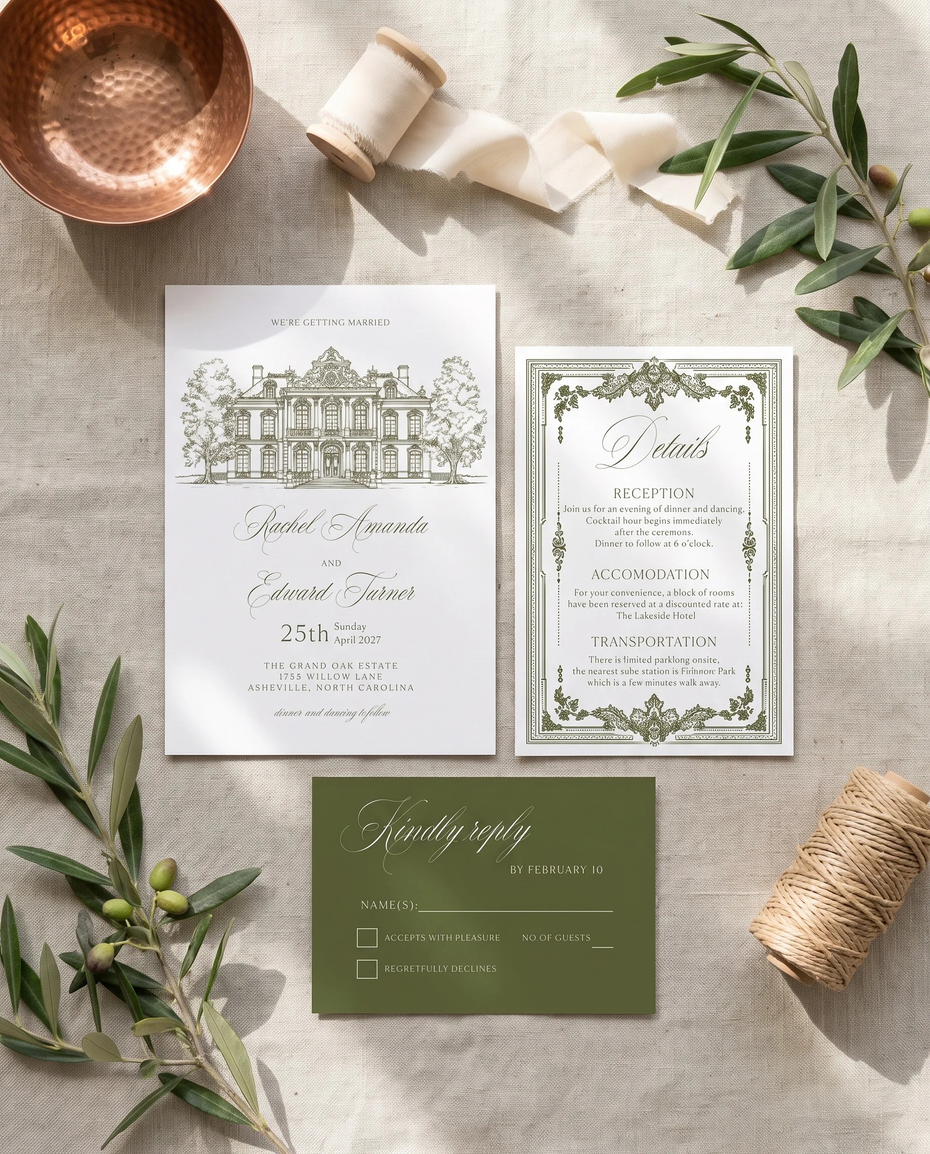Verdant Filigree — Invitation Suite