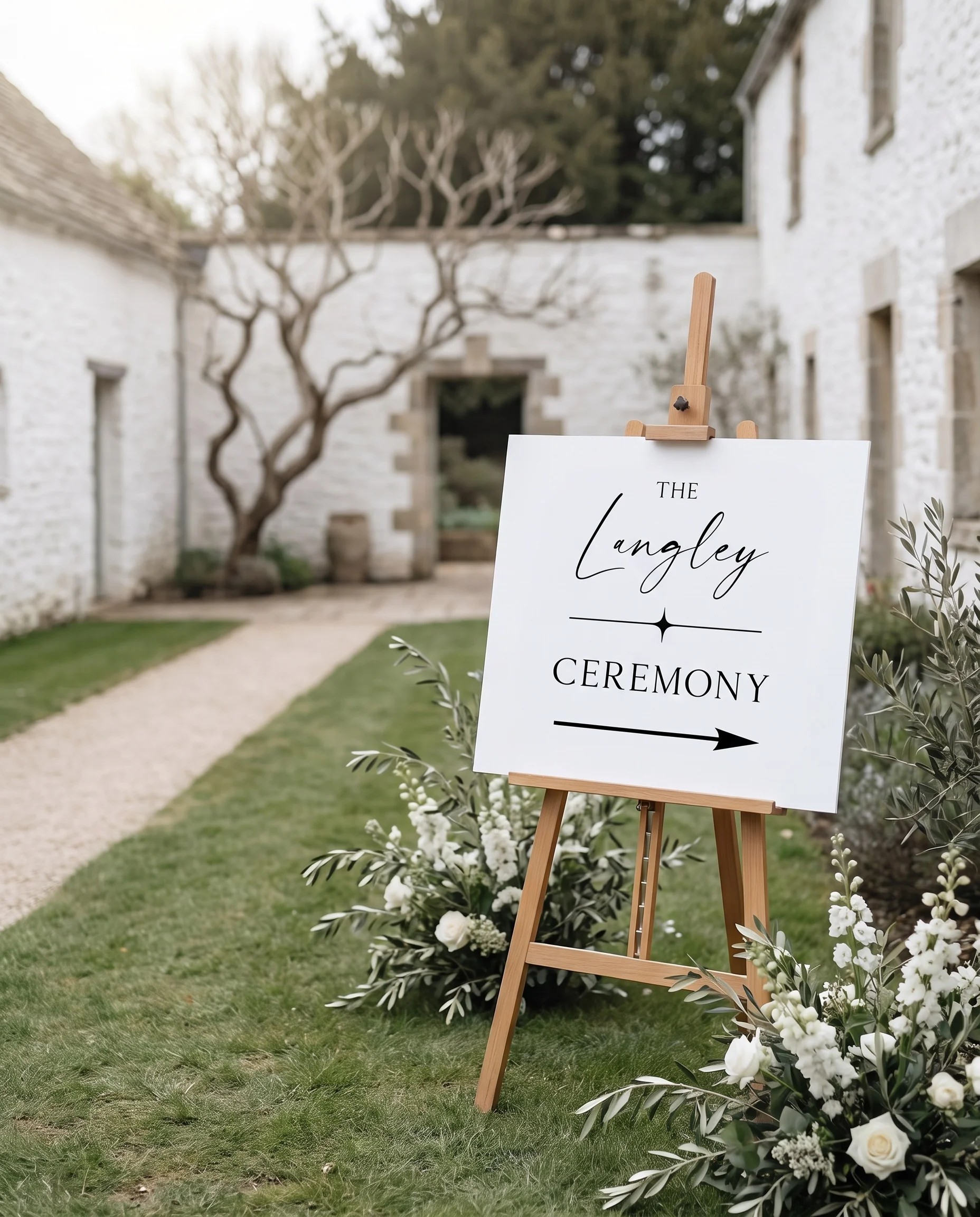 Liminal wedding ceremony sign — displayed at a wedding ceremony setting under soft natural light, unplugged ceremony sign.