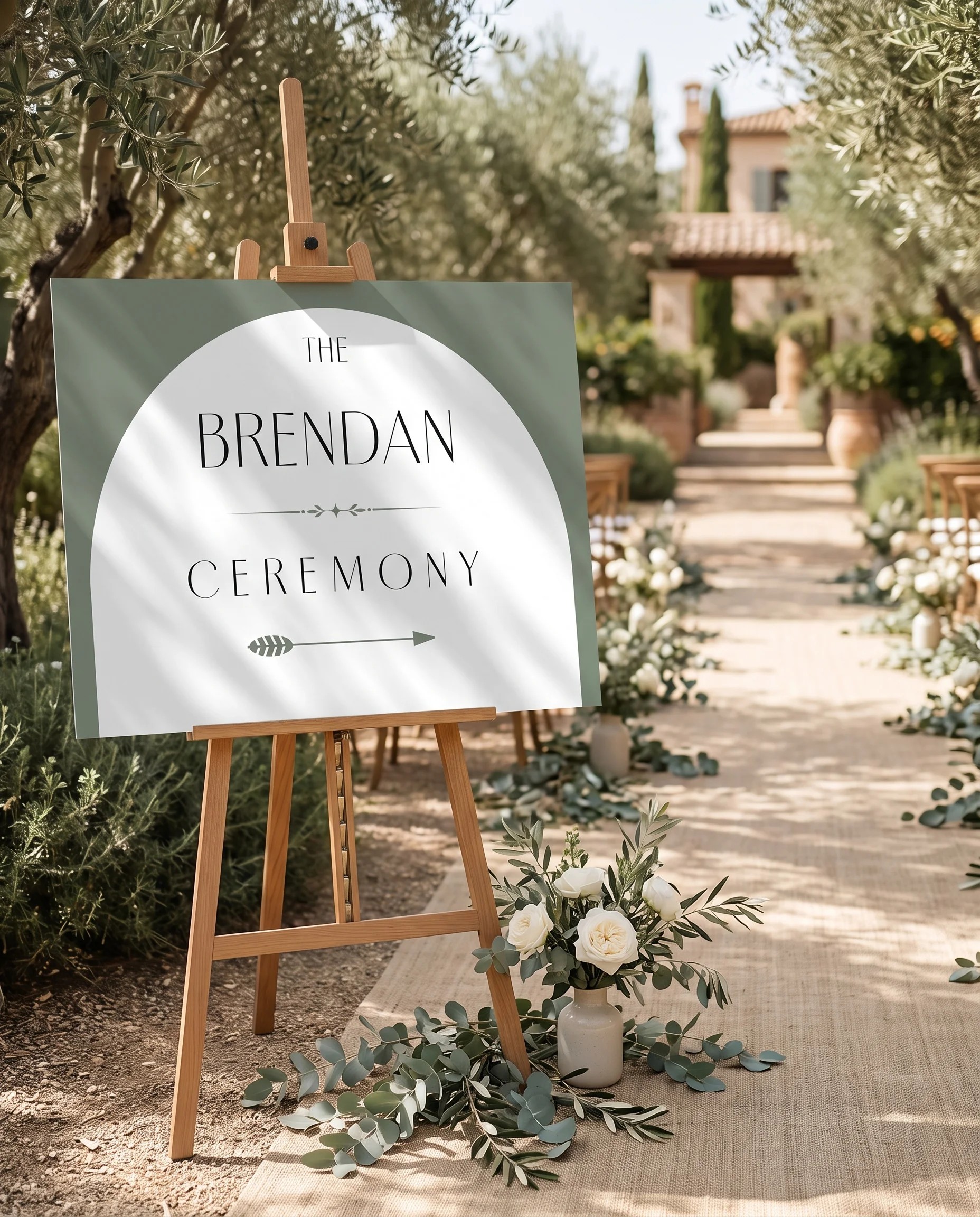 Arc Vale wedding ceremony sign — displayed at a wedding ceremony setting under soft natural light, unplugged ceremony sign.