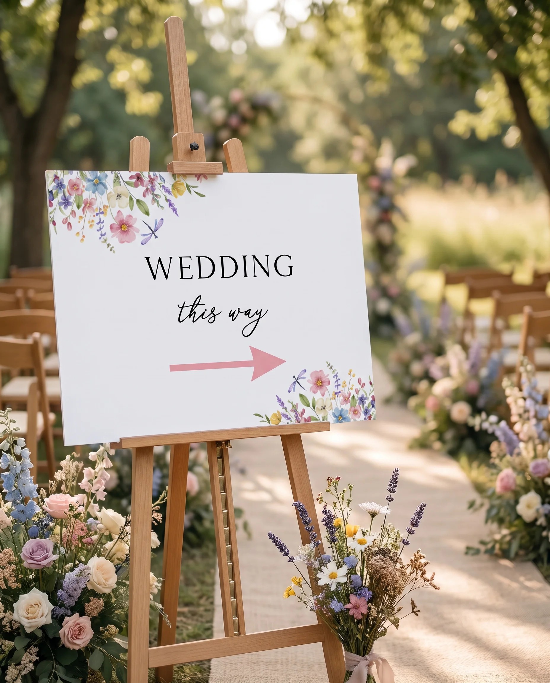 Meadowlark wedding ceremony sign — displayed at a wedding ceremony setting under soft natural light, unplugged ceremony sign.