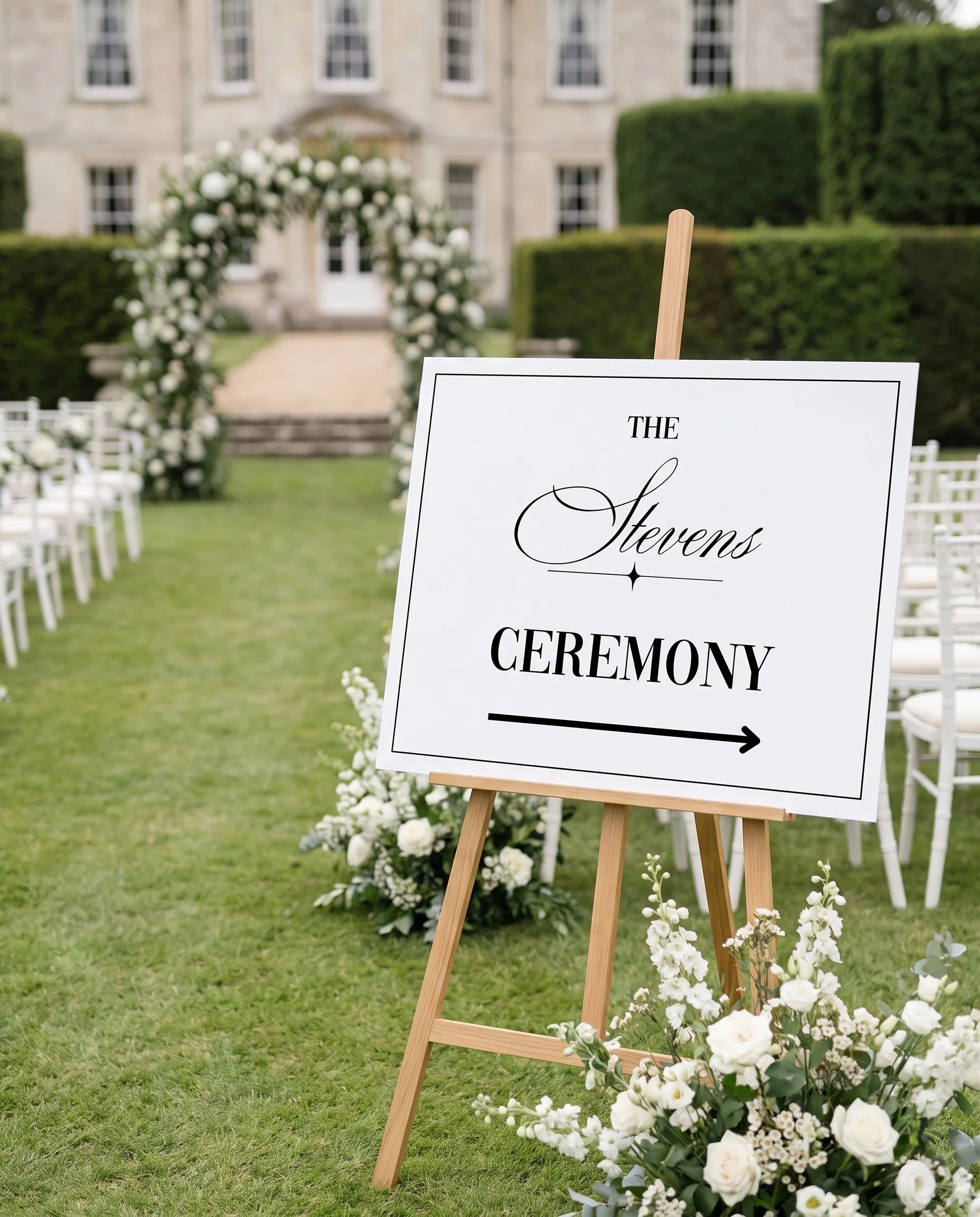 Crestline wedding ceremony sign — displayed at a wedding ceremony setting on premium editorial paper under soft natural light, unplugged ceremony sign.