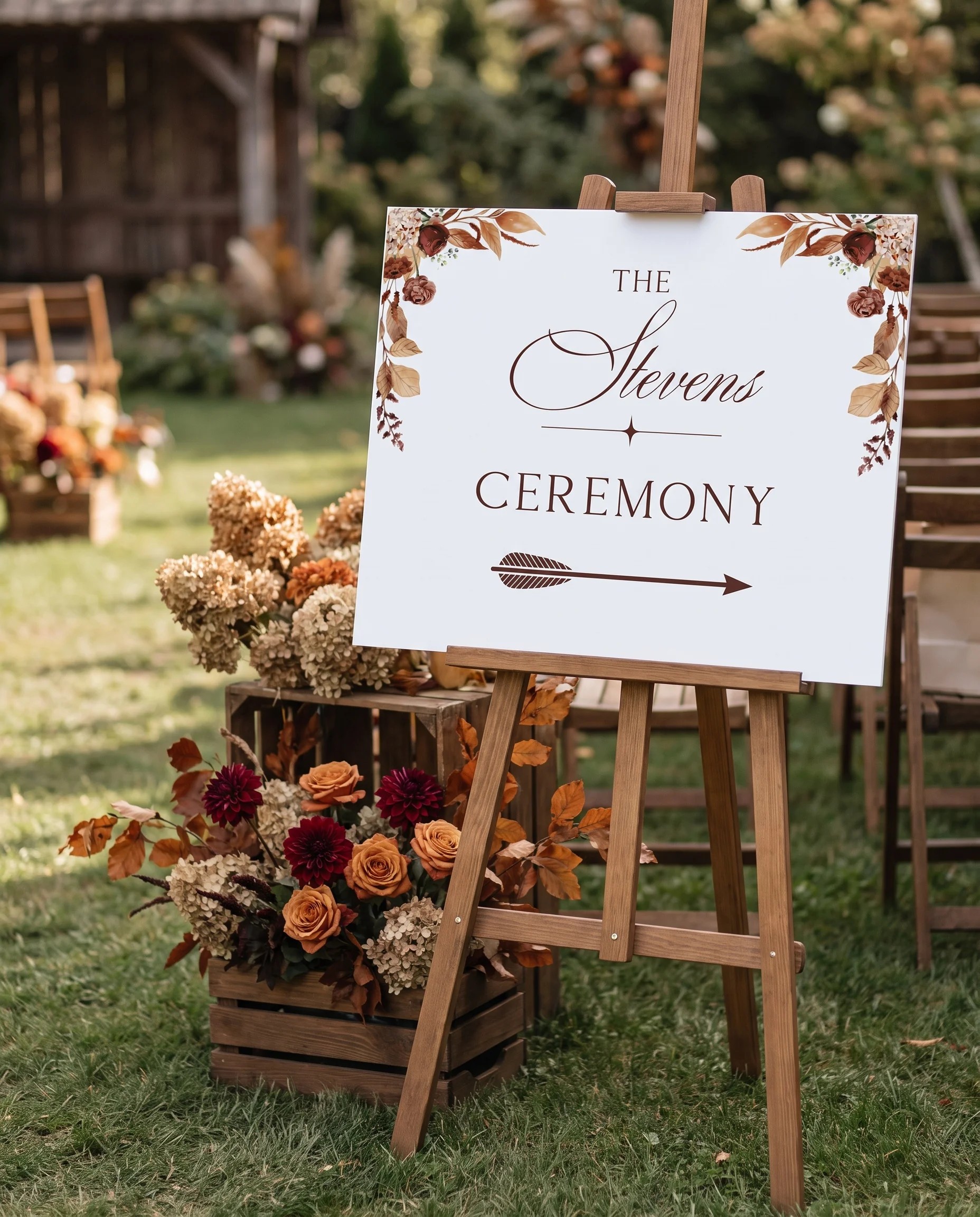Bramble Row wedding ceremony sign — displayed at a wedding ceremony setting under soft natural light, unplugged ceremony sign