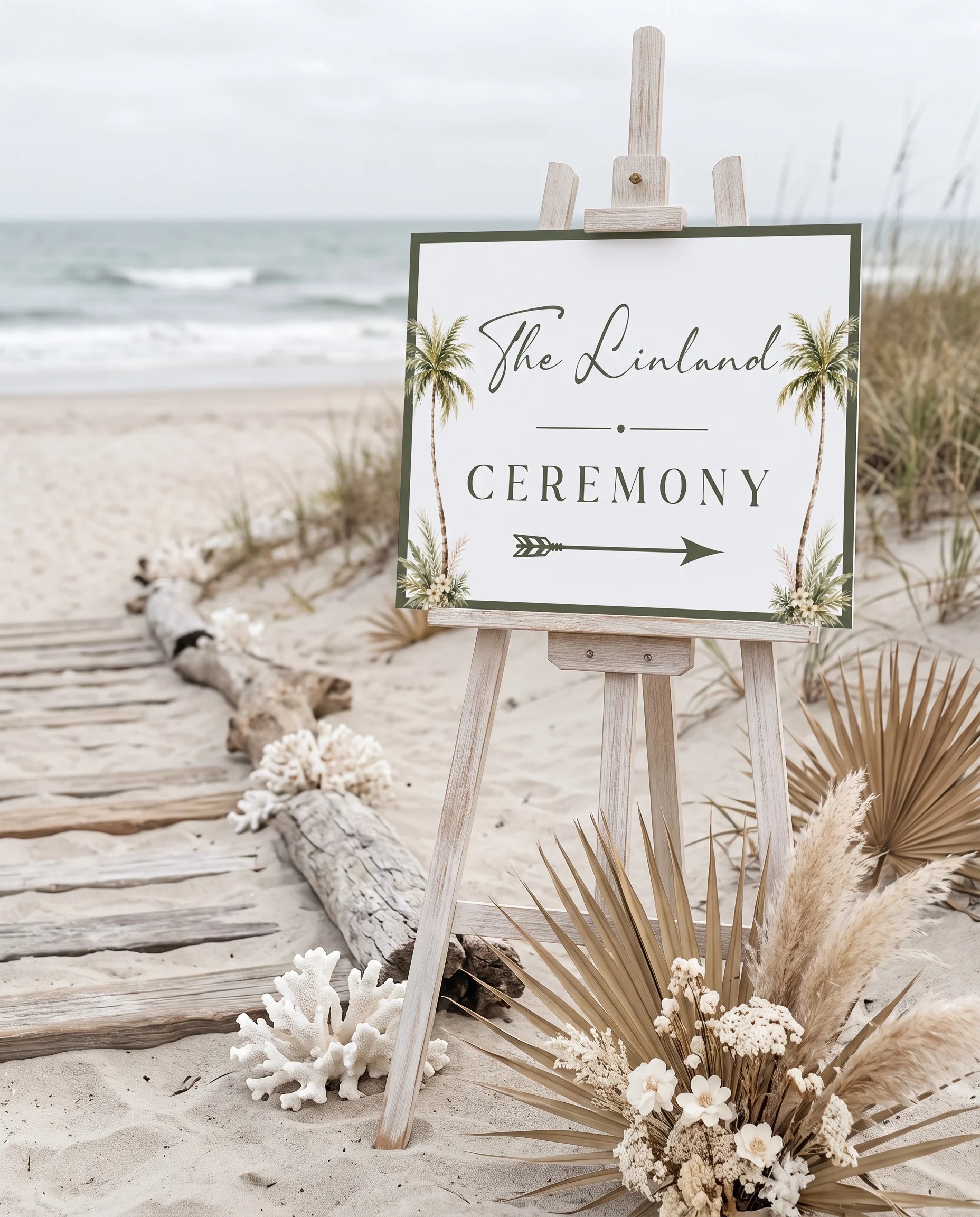 Palmetto Shore wedding ceremony sign — displayed at a wedding ceremony setting under soft natural light, unplugged ceremony sign.