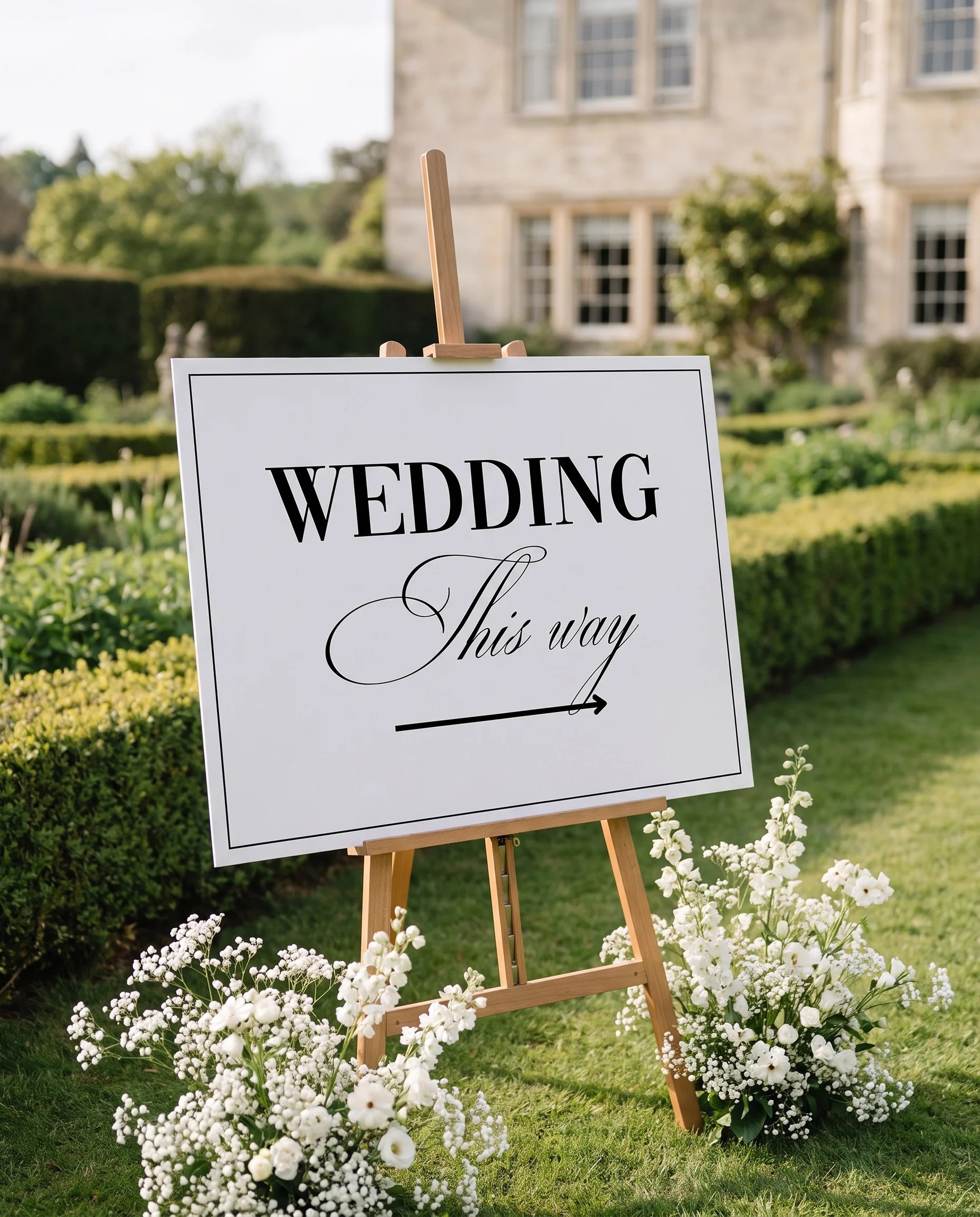 Crestline wedding directional sign — displayed in a wedding venue setting under soft natural light, wedding signage.