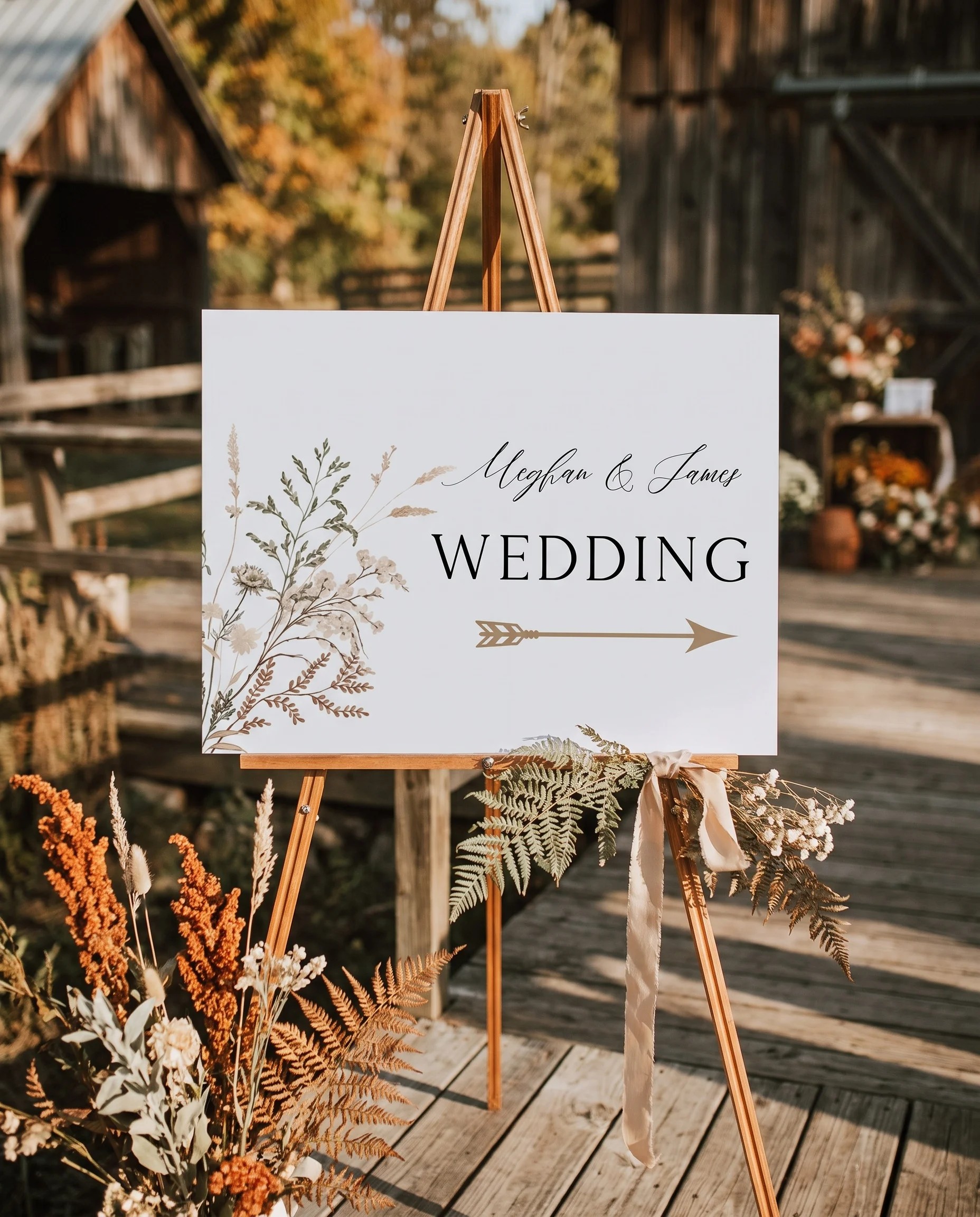 Bramble Court wedding directional sign — shown in a wedding venue setting on premium editorial paper under soft natural light, wedding signage.