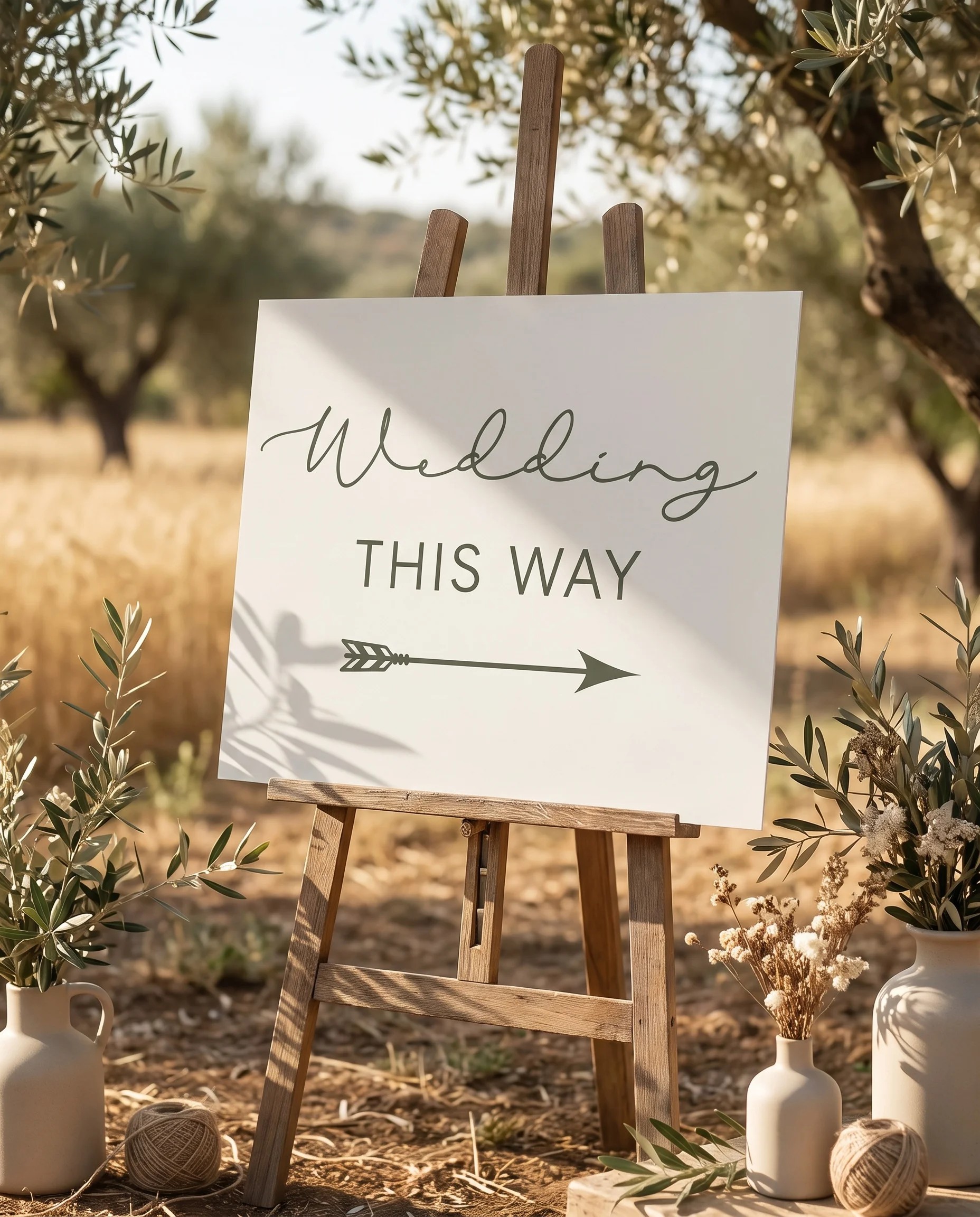 Manor Etching wedding directional sign photographed in a wedding venue setting with soft natural light and a slight overhead angle, wedding signage.