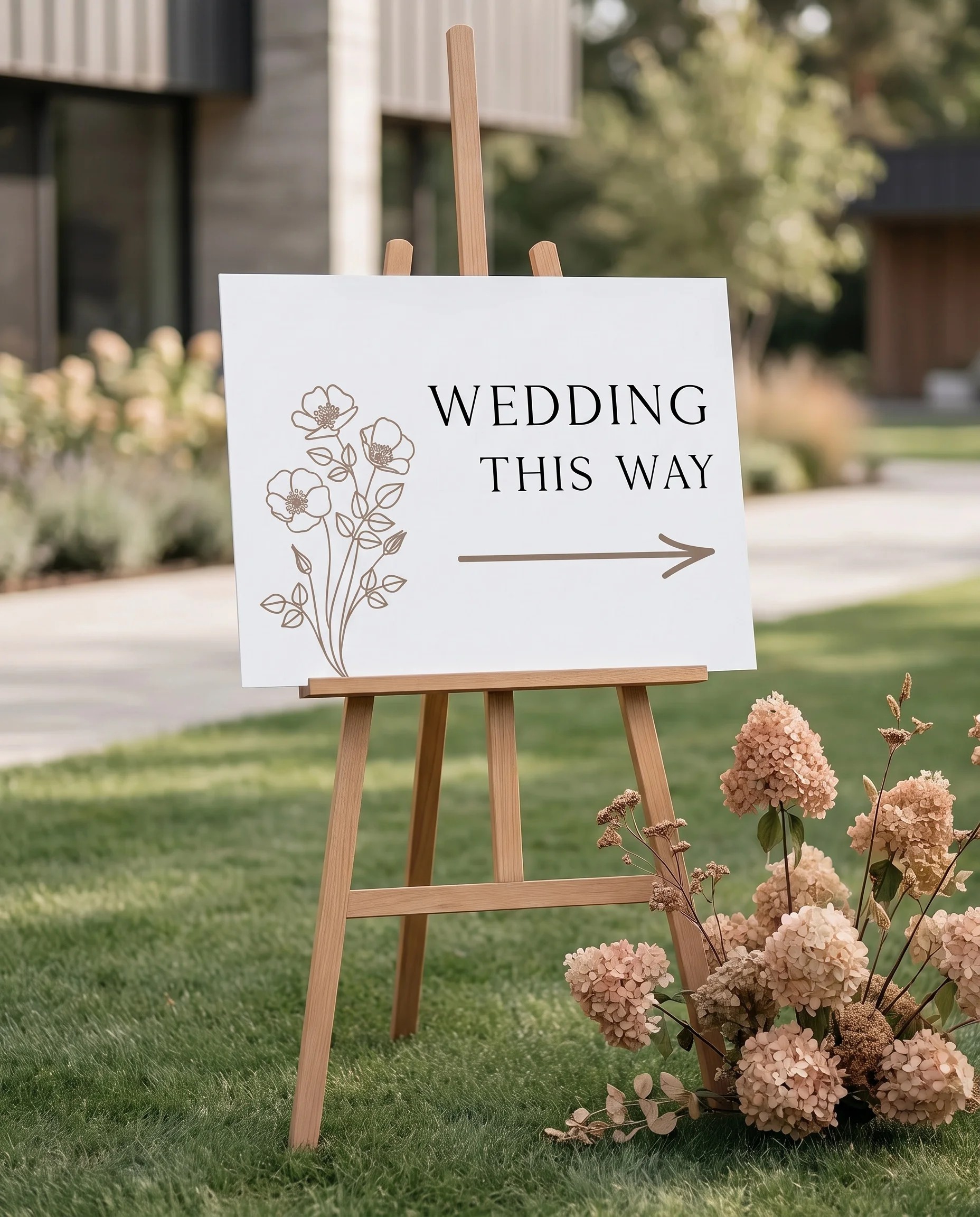 Anemora wedding directional sign — displayed in a wedding venue setting under soft natural light, wedding signage.