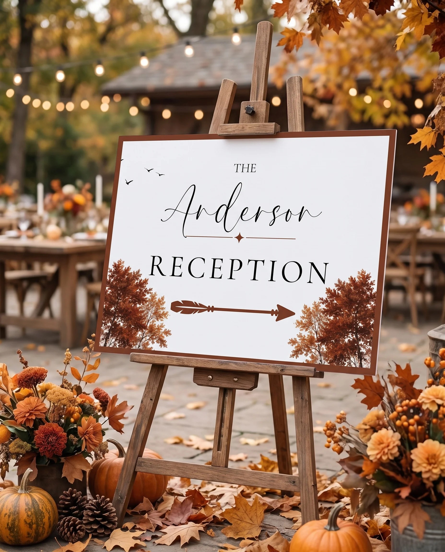 Timberline Reverie wedding reception sign — displayed at a reception entrance under soft natural light, wedding signs.