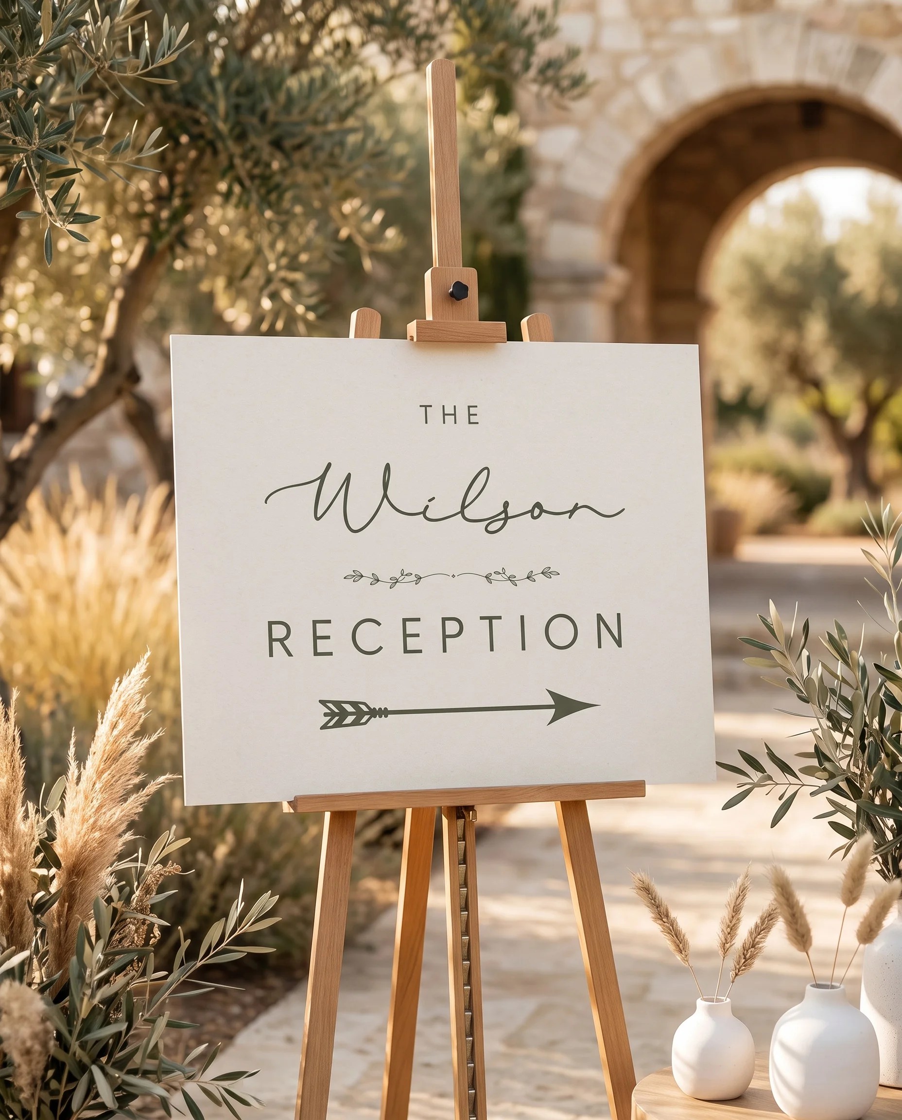Manor Etching wedding reception sign — displayed at a reception entrance under soft natural light, premium editorial paper, wedding signs.