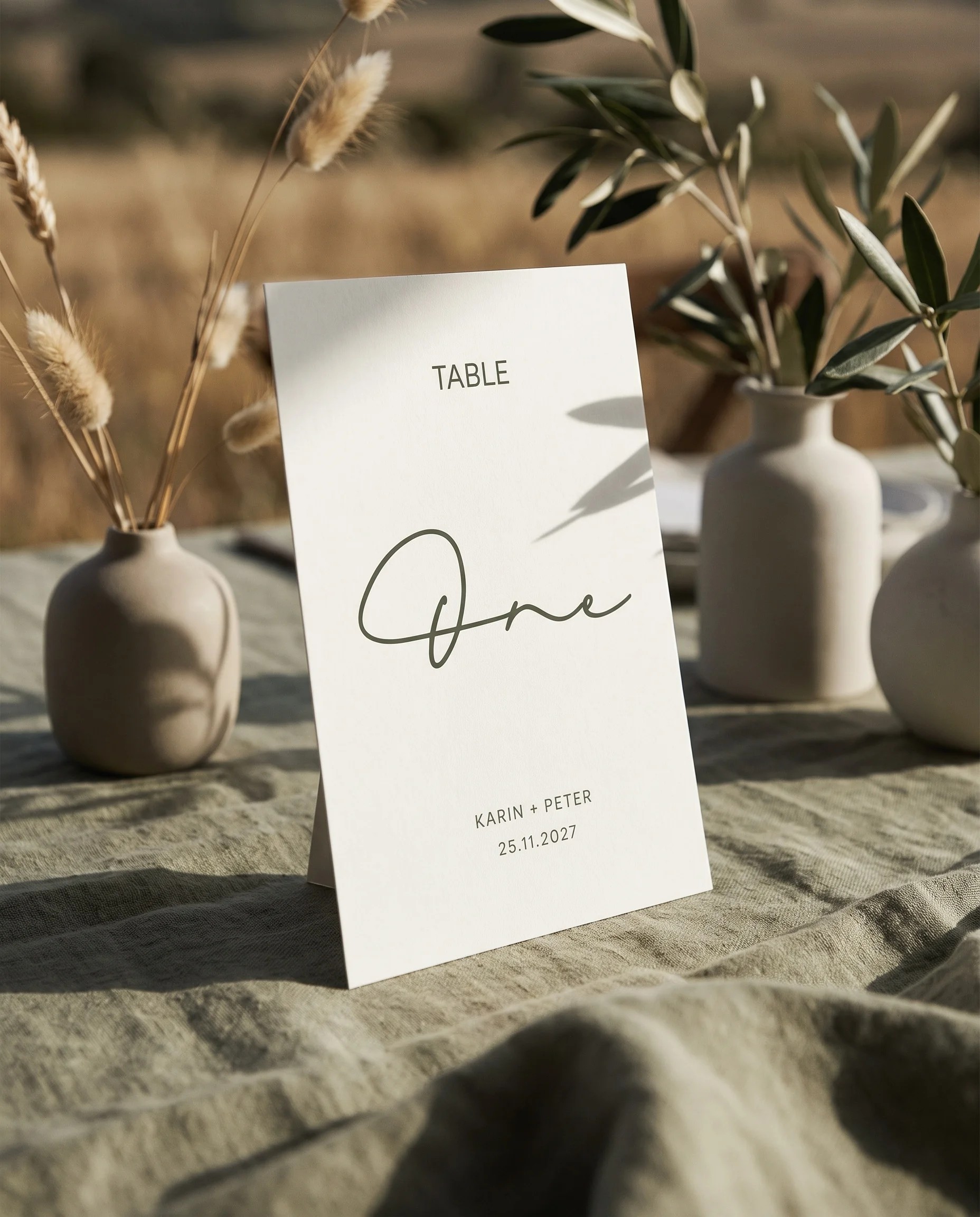 Manor Etching wedding table number — standing upright on a dressed table under soft natural light, table numbers wedding.