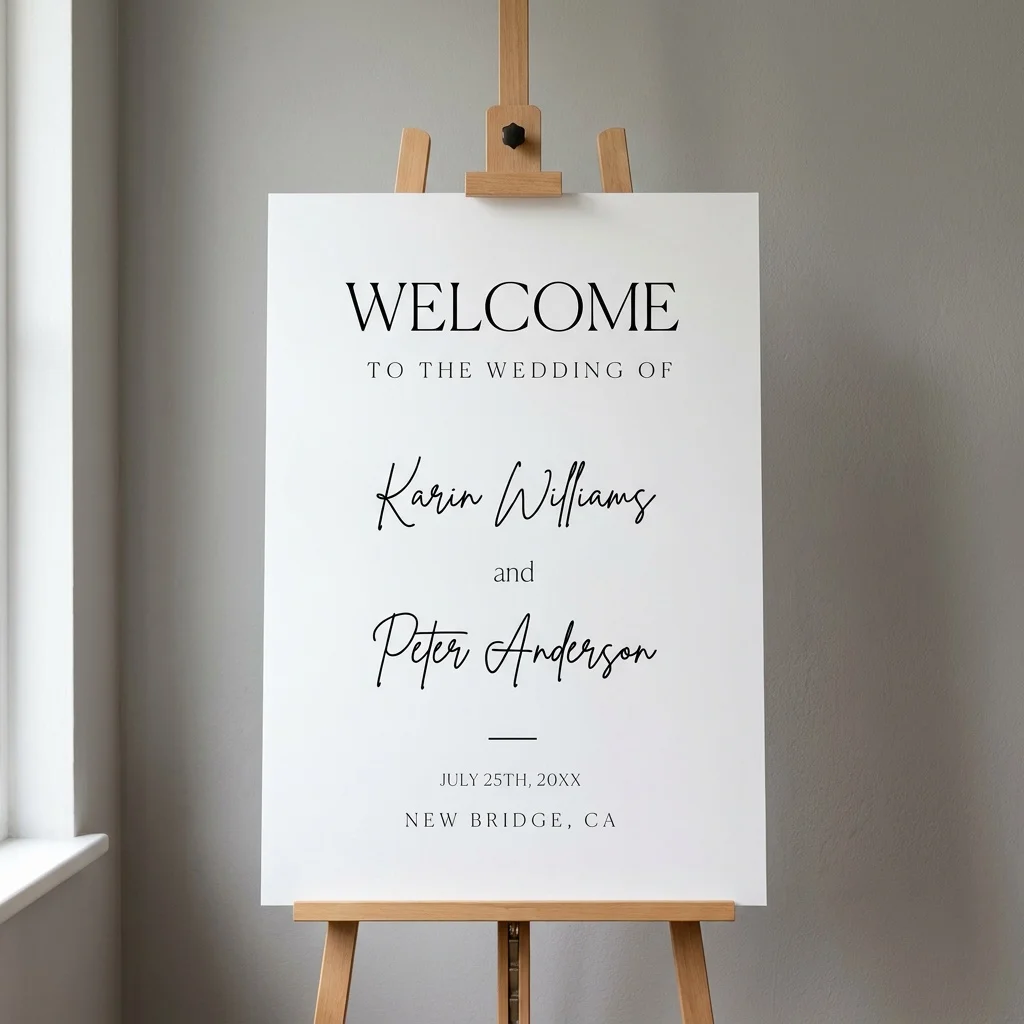 Contour Welcome Sign — Minimalist Printable Wedding