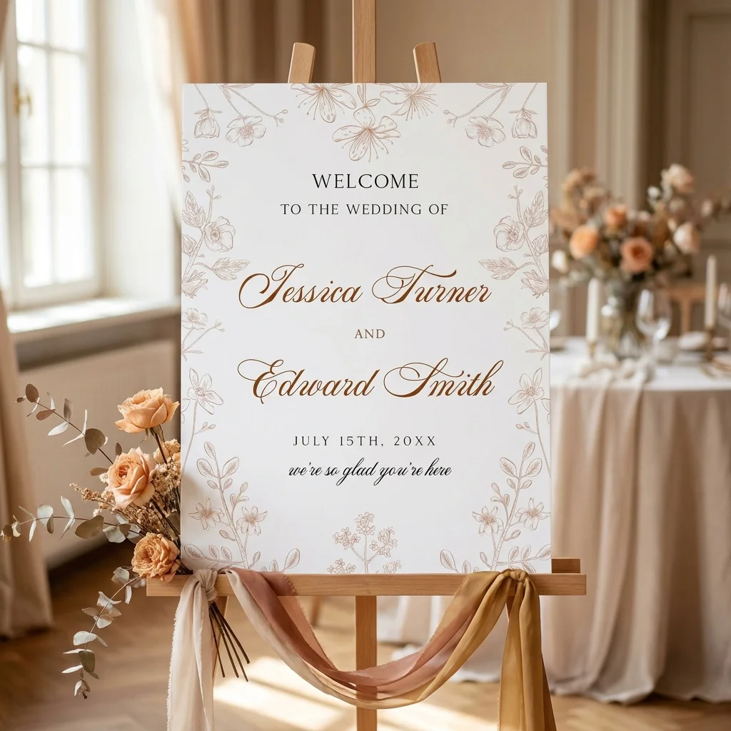 Petalcrest Welcome Sign — Printable Floral Wedding