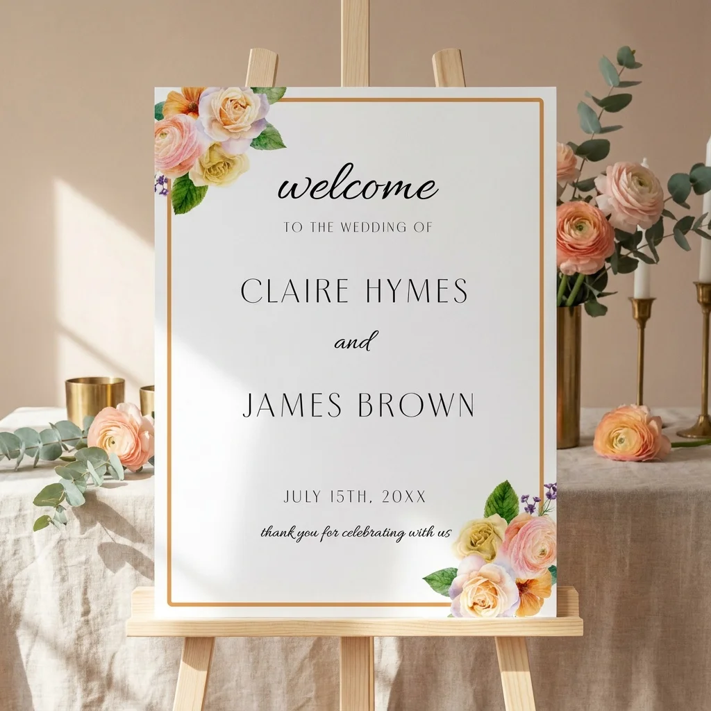 Petal Glade Welcome Sign — Floral Printable Wedding