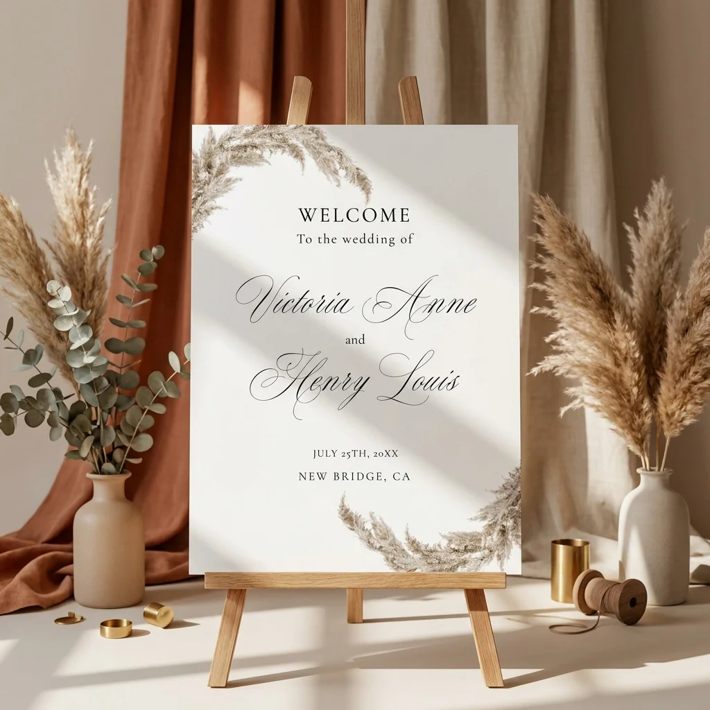 Pampas Welcome Sign — Boho Pampas Printable