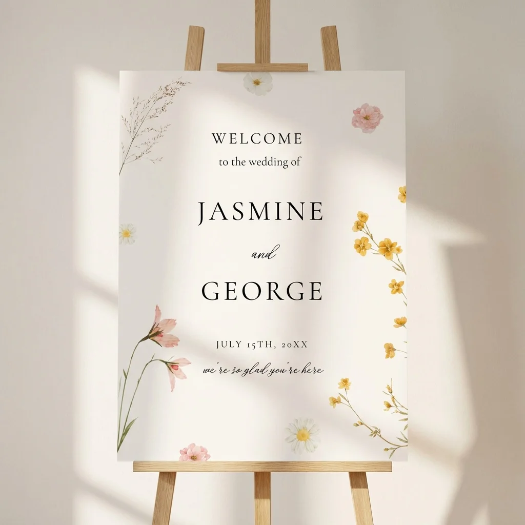 Marigold Petal Welcome Sign — Printable Floral Wedding