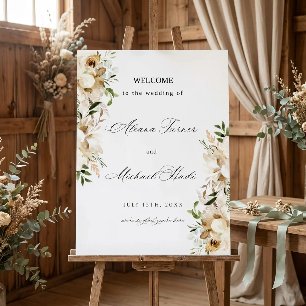 Meadow Veil Welcome Sign — Printable Floral Wedding